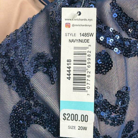 NWT R&M Richards Blue Sequin Embellished Bell-Sleeve Gown Womens Plus Size 20W - Picture 12 of 15